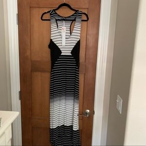 Black and white striped maxi dress
